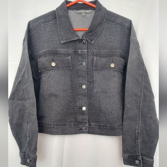 Kate & Mallory Jackets & Blazers - Kate & Mallory Women's Black Denim Rhinstone Jacket Size Large NWOT